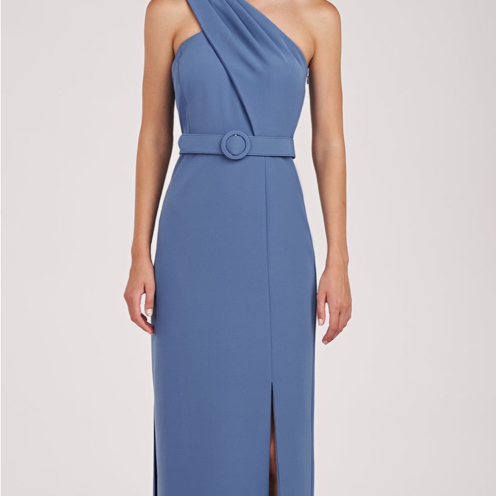 Kay Unger One-Shoulder Evening Gown Wedgwood Blue